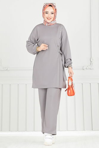 moda selvim طقم رمادي 2708AYD574 - Thumbnail