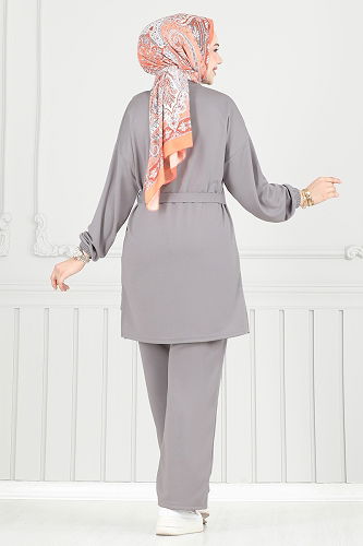 moda selvim طقم رمادي 2708AYD574 - Thumbnail