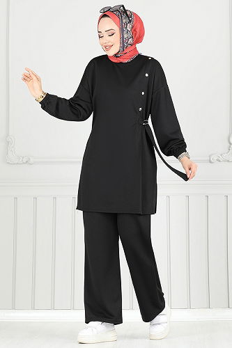 moda selvim طقم أسود 2708AYD969-M - Thumbnail