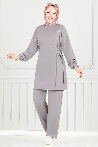 moda selvim طقم رمادي 2708AYD969-M - Thumbnail