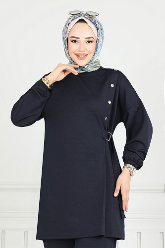 moda selvim طقم كحلي 2708AYD969-M - Thumbnail