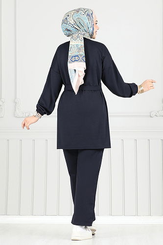 moda selvim طقم كحلي 2708AYD969-M - Thumbnail