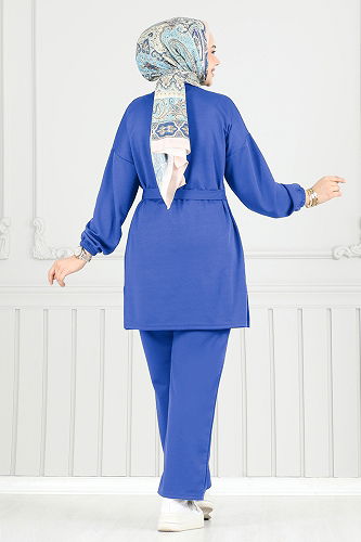 moda selvim طقم نيلي 2708AYD969-M - Thumbnail