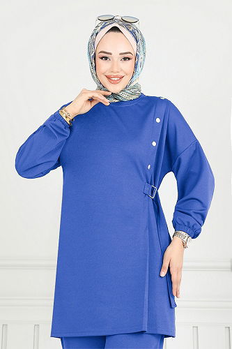 moda selvim طقم نيلي 2708AYD969-M - Thumbnail