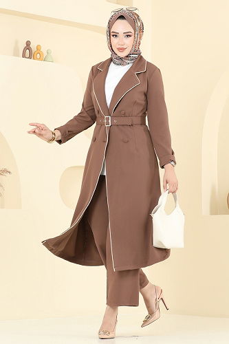 moda selvim طقم بيج غامق 2708SL432 - Thumbnail