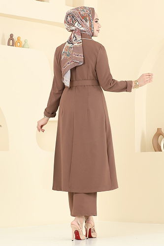 moda selvim طقم بيج غامق 2708SL432 - Thumbnail