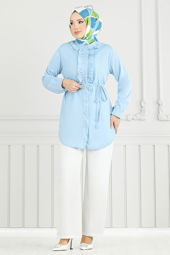 moda selvim Combined 2709AYD574 Baby Blue & Ecru - Thumbnail