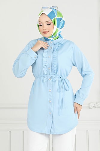 moda selvim Combined 2709AYD574 Baby Blue & Ecru - Thumbnail