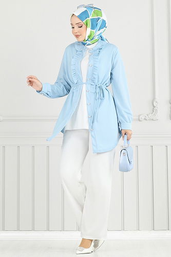 moda selvim Combined 2709AYD574 Baby Blue & Ecru - Thumbnail