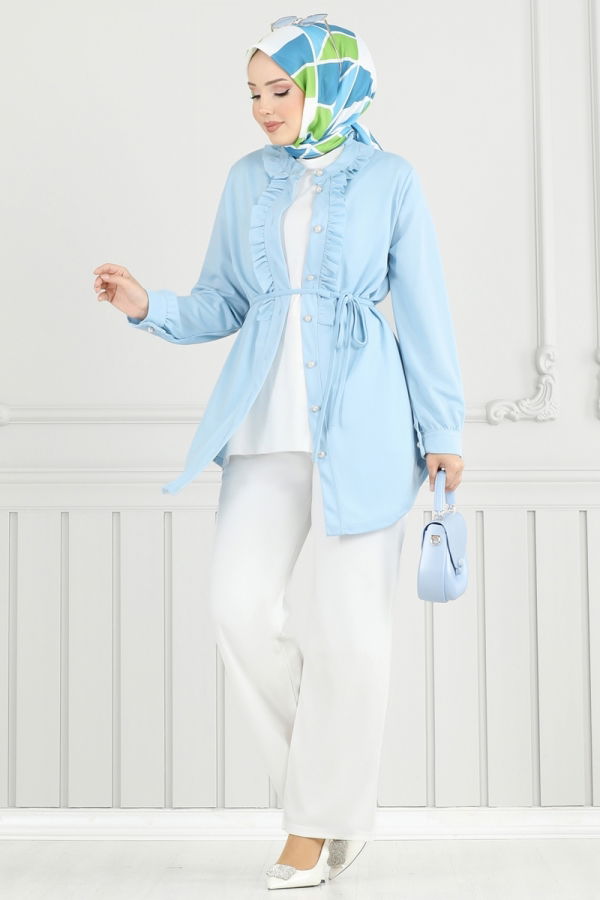 Modaselvim Grand Final Discount Combined 2709AYD574 Baby Blue & Ecru