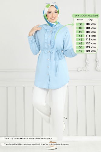 moda selvim Combined 2709AYD574 Baby Blue & Ecru - Thumbnail