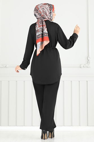 moda selvim طقم أسود 2709AYD574 - Thumbnail