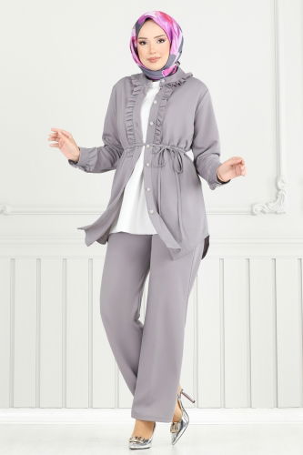 moda selvim طقم رمادي 2709AYD574 - Thumbnail