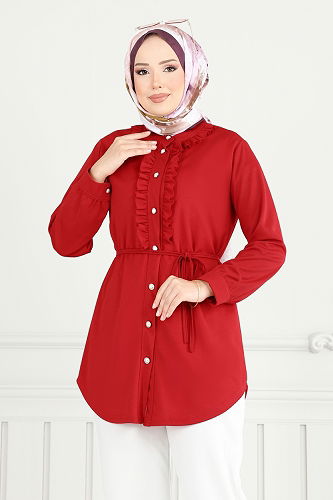 moda selvim Combined 2709AYD574 Red&Ecru - Thumbnail