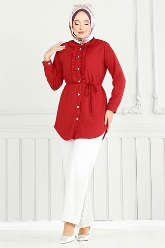 moda selvim طقم أحمر و سكري 2709AYD574 - Thumbnail