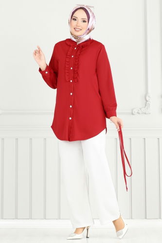 moda selvim طقم أحمر و سكري 2709AYD574 - Thumbnail