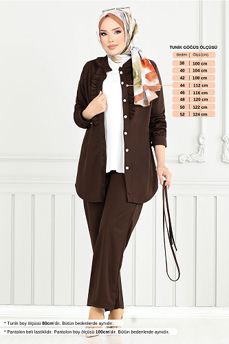 moda selvim طقم بني 2709AYD969-M - Thumbnail