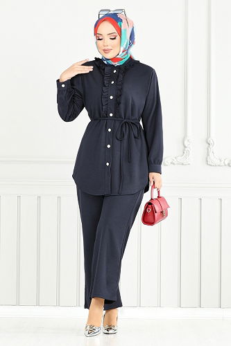 moda selvim طقم كحلي 2709AYD969-M - Thumbnail