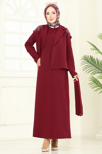 moda selvim طقم خمري 2709SL432 - Thumbnail