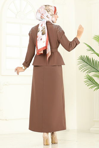 moda selvim طقم بيج غامق 2709SL432 - Thumbnail