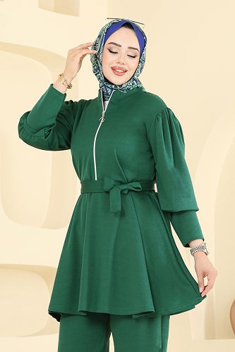 moda selvim طقم زيتي 2710AYD574 - Thumbnail