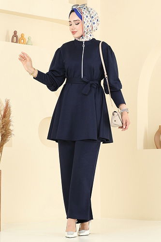 moda selvim طقم كحلي 2710AYD574 - Thumbnail