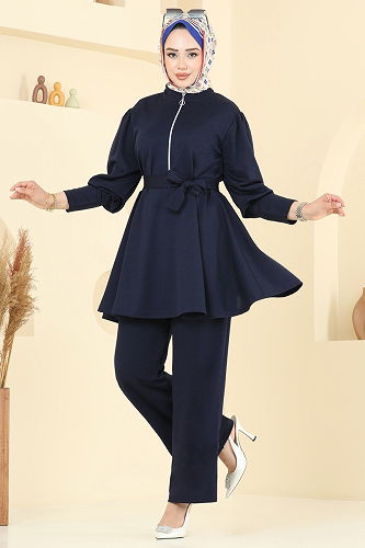 moda selvim طقم كحلي 2710AYD574 - Thumbnail