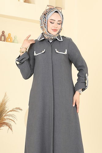 moda selvim طقم رمادي غامق 2710SL432 - Thumbnail