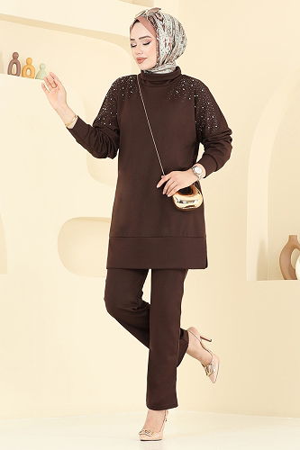 moda selvim طقم بني 2711AYD574 - Thumbnail