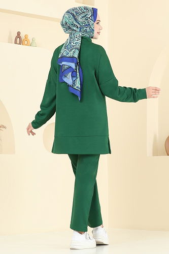 moda selvim طقم زيتي 2711AYD574 - Thumbnail