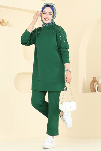 moda selvim طقم زيتي 2711AYD574 - Thumbnail