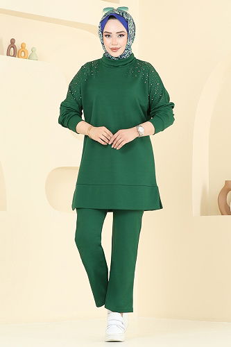 moda selvim طقم زيتي 2711AYD574 - Thumbnail