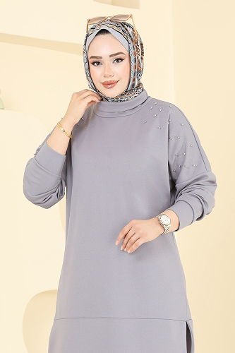 moda selvim طقم رمادي 2711AYD574 - Thumbnail