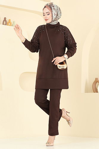 moda selvim طقم بني 2711AYD969-M - Thumbnail