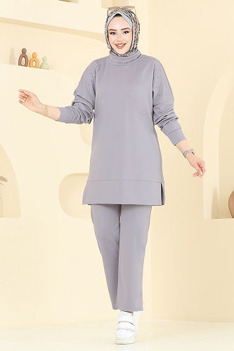 moda selvim طقم رمادي 2711AYD969-M - Thumbnail