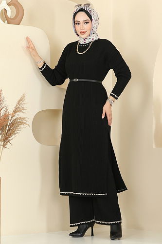 moda selvim طقم أسود 2713AYD574 - Thumbnail