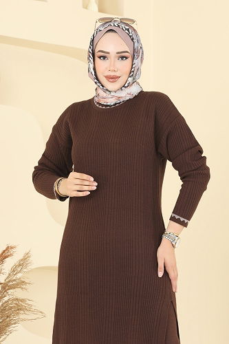 moda selvim طقم بني 2713AYD574 - Thumbnail