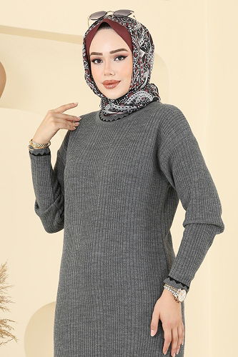 moda selvim طقم رمادي غامق 2713AYD574 - Thumbnail