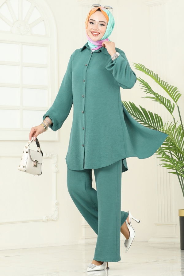 Modaselvim الاطقم طقم أخضر باهت غامق 2717SL432