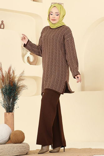 moda selvim طقم بني 2718AYD574 - Thumbnail