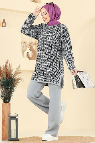 moda selvim طقم رمادي 2718AYD574 - Thumbnail