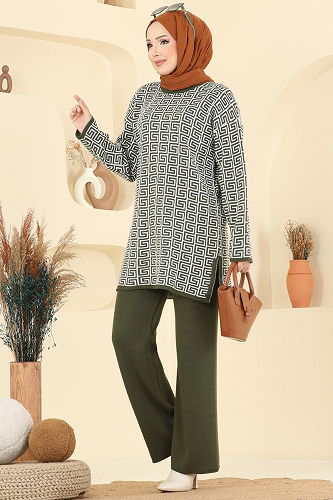 moda selvim طقم اخضر عفني 2718AYD574 - Thumbnail