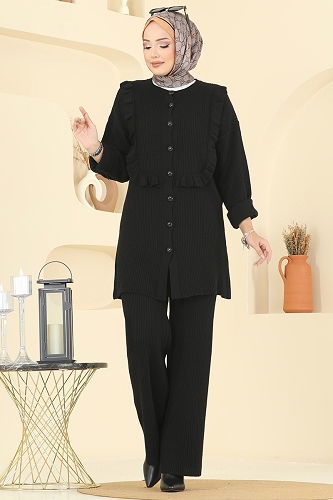 moda selvim طقم أسود 2719AYD574 - Thumbnail