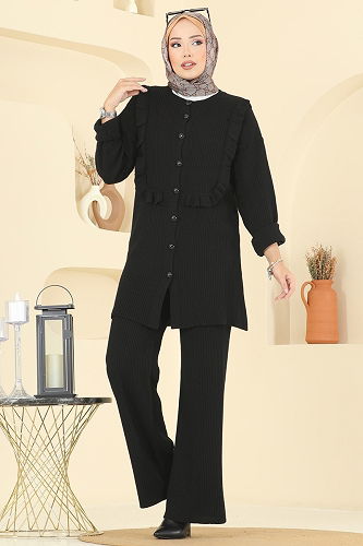 moda selvim طقم أسود 2719AYD574 - Thumbnail