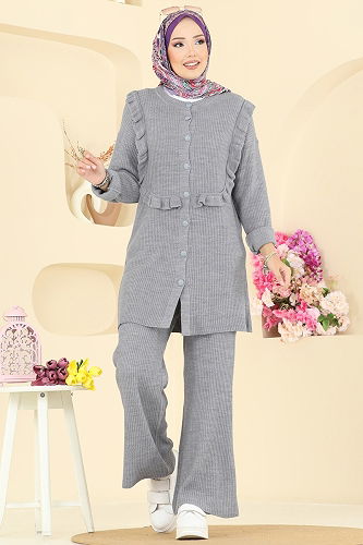 moda selvim طقم رمادي 2719AYD574 - Thumbnail