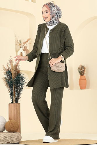 moda selvim طقم اخضر عفني 2719AYD574 - Thumbnail