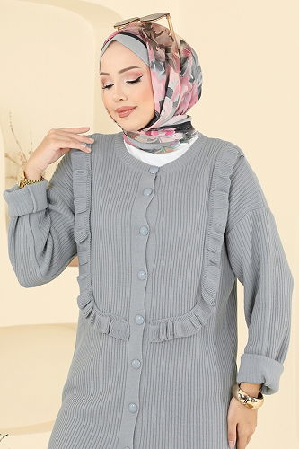 moda selvim طقم رمادي فاتح 2719AYD574 - Thumbnail