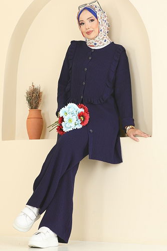 moda selvim طقم كحلي 2719AYD574 - Thumbnail