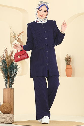 moda selvim طقم كحلي 2719AYD574 - Thumbnail