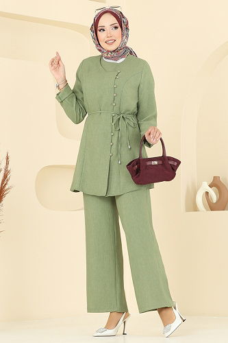 moda selvim طقم أخضر عشبي 2720SL432 - Thumbnail